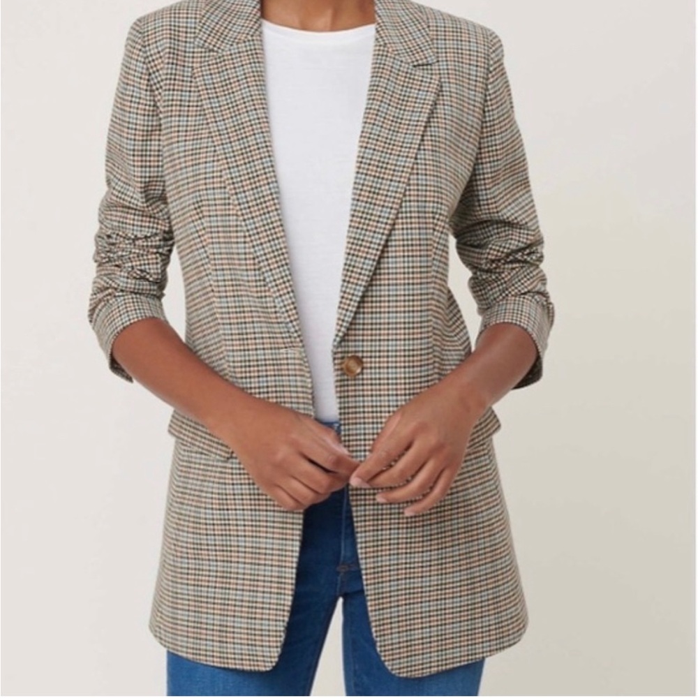 Loft Fall Plaid Long Blazer NWT